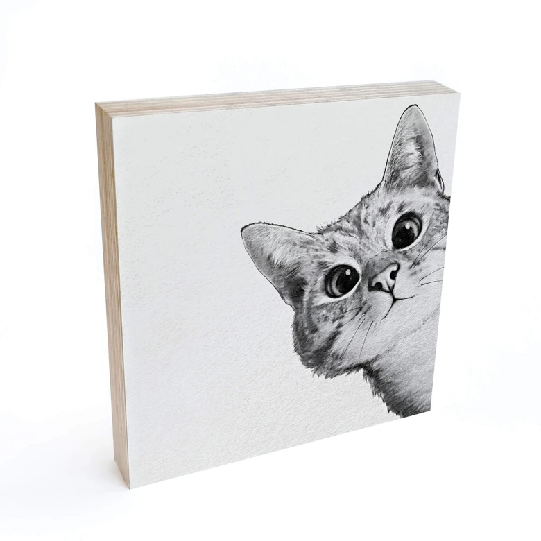 Houten Decoratieblok Graves - Sneaky Cat 