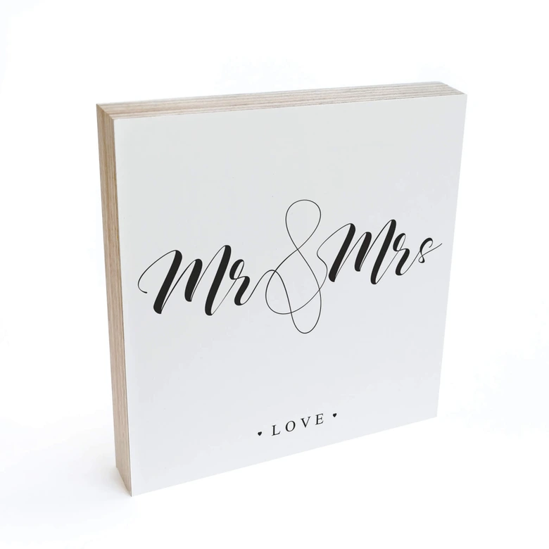Houten Decoratieblok Mr and Mrs 