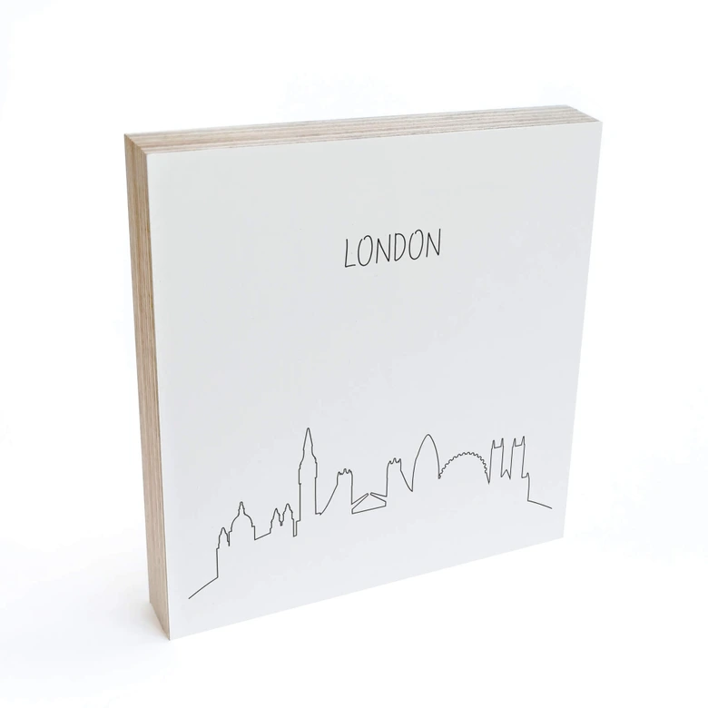 Holzbild zum Hinstellen - Skyline London Outline - 15x15 cm 