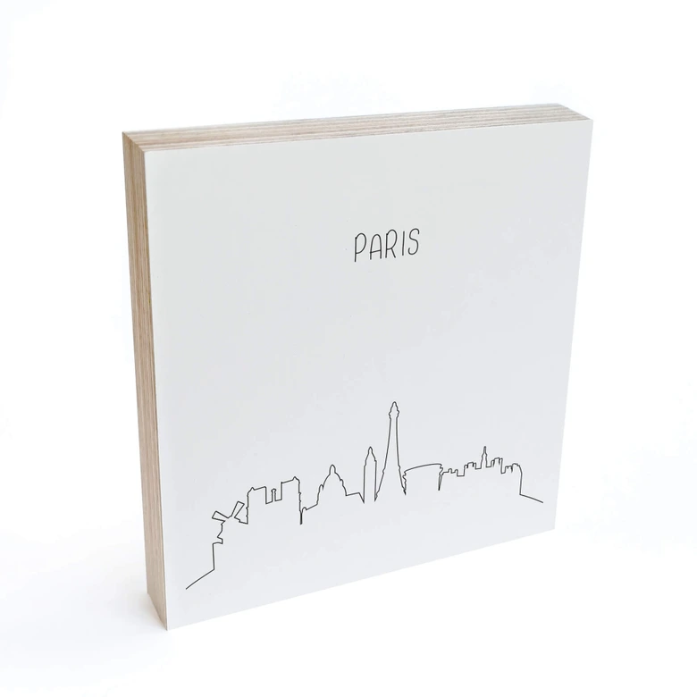 Billede af træ til at sætte op - Skyline Paris Outline - 15x15 cm 
