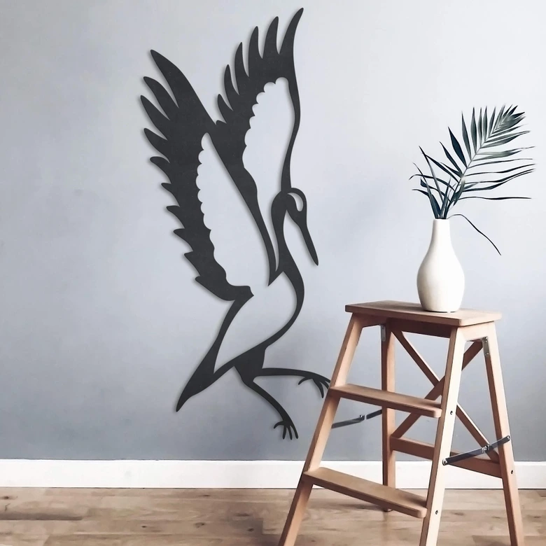 MDF - Holzdeko Kranich stehend 