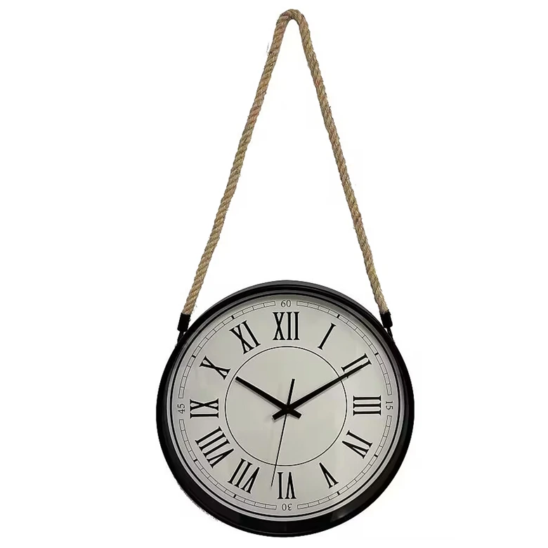 Horloge industrielle à suspendre avec chiffres romains et suspension à câble - Horloge de gare Ø35 cm 