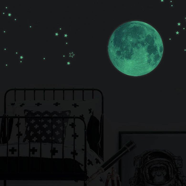 Glow in the Dark Muursticker Maan 