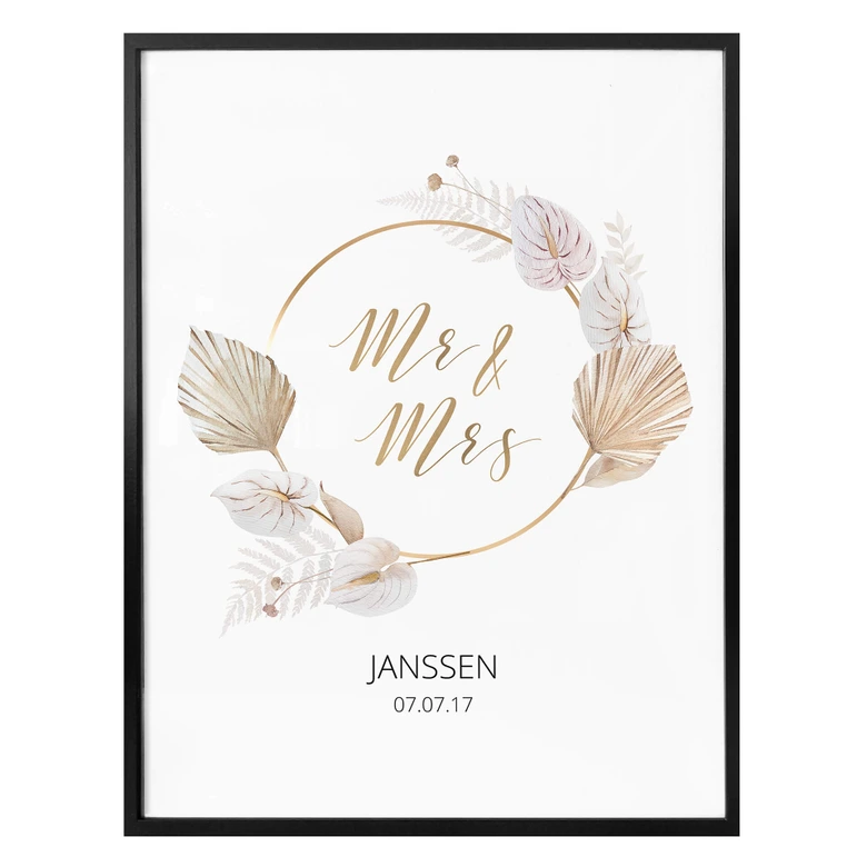 Personalisiertes Poster Mr & Mrs - Gold 