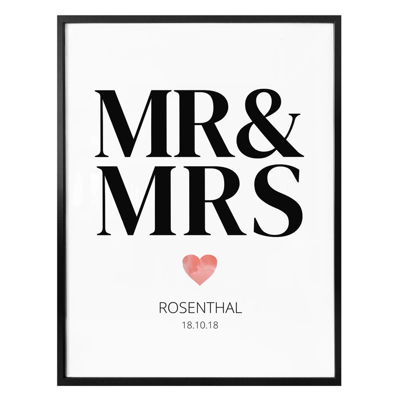 Personalisiertes Poster Mr & Mrs - Klassisch 