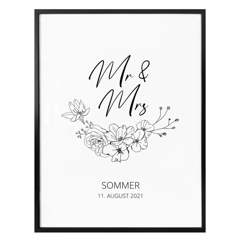 Personalisiertes Poster Mr & Mrs - Line Art 