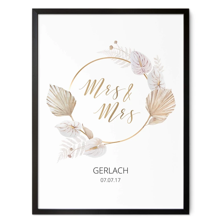 Personalisiertes Poster Mrs & Mrs - Gold 