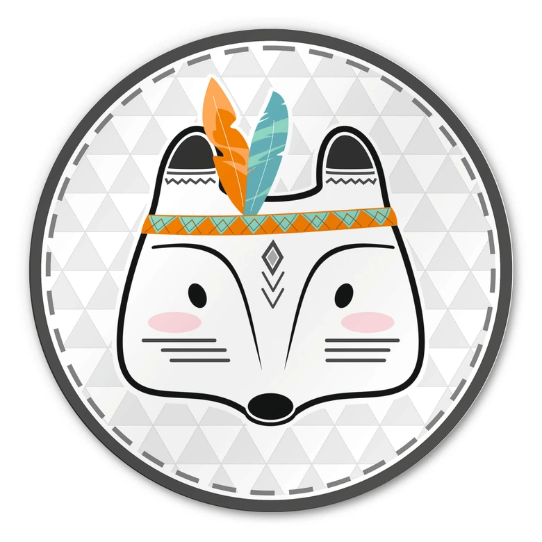 Alu-Dibond - Indianer-Fuchs - Rund 