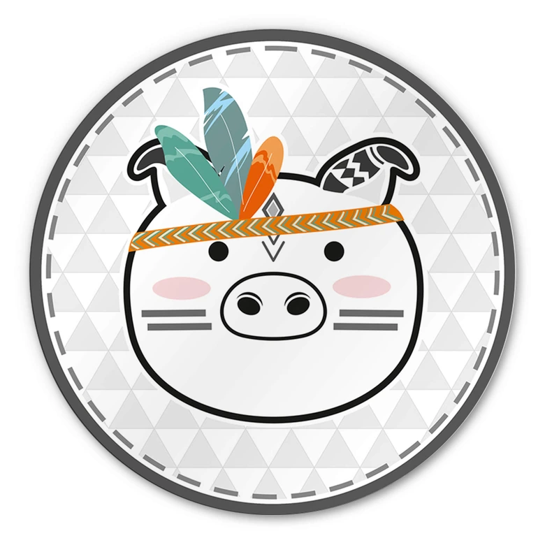 Alu-Dibond - Indianer-Schwein - Rund 