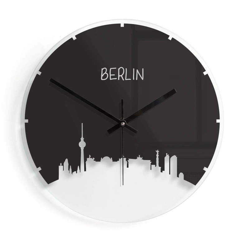Horloge murale en verre - Skyline Berlin 