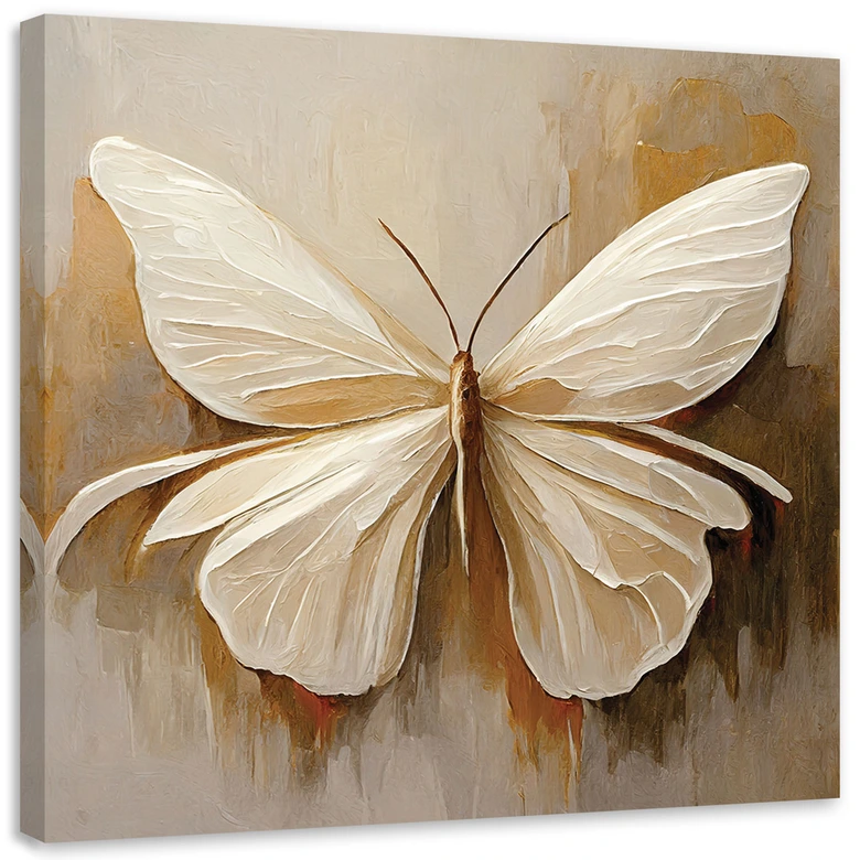Leinwandbild Schmetterling beige gemalt 