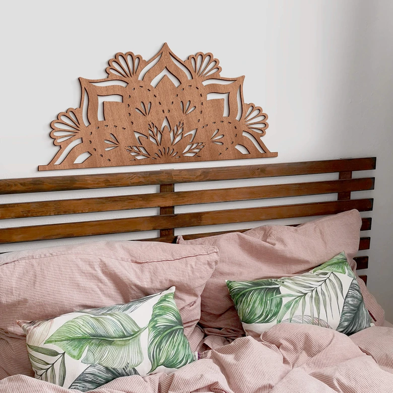 Decoración en madera caoba - Mandala Floral Half 