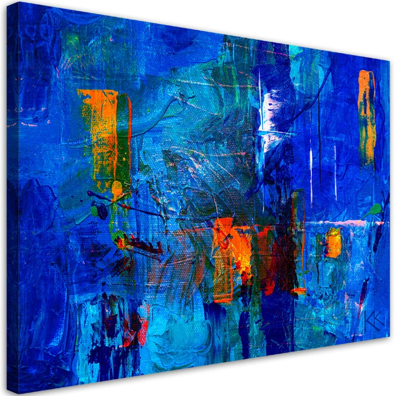 Leinwandbild, Blau Abstrakt wie gemalt 