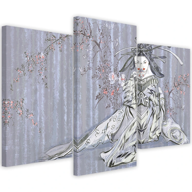 Leinwandbild 3 teilig, Traditioneller japanischer Geisha 