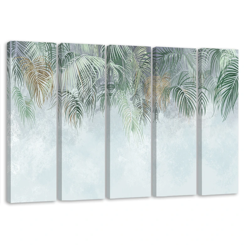 Leinwandbild 5 teilig, Palmenblätter 