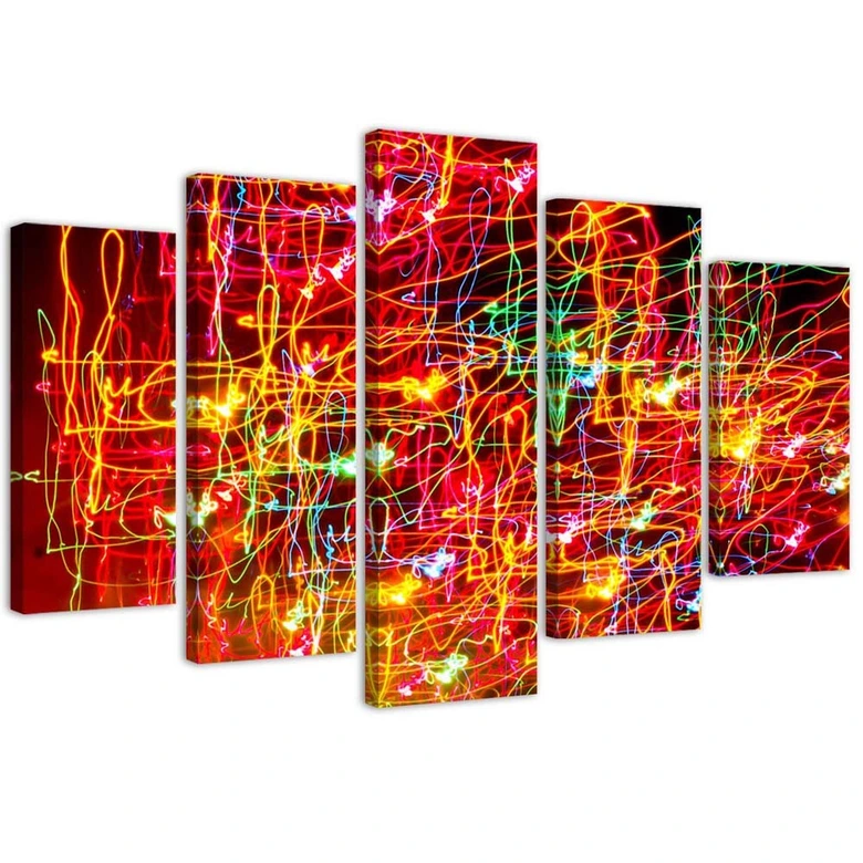 Leinwandbild 5 teilig, Rote Abstraktion 