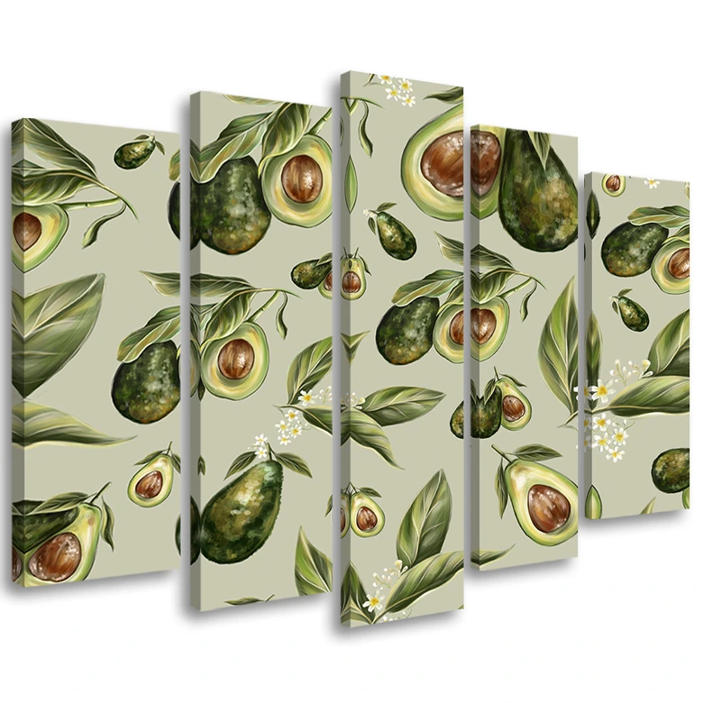 Leinwandbild 5 teilig, Avocado -Hälften 
