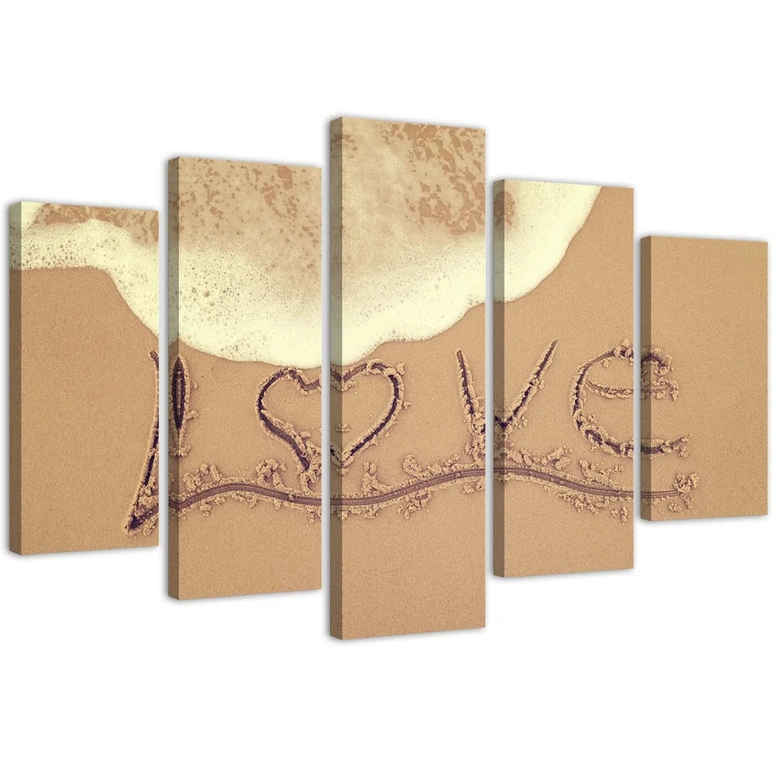 Tableau sur toile en 5 parties Love Sand Lettering 