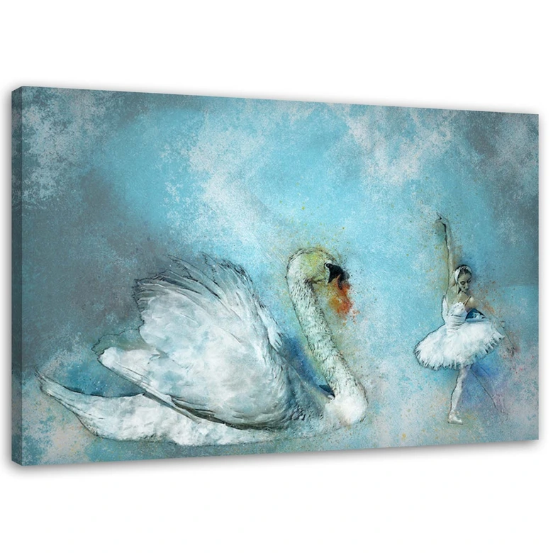 Leinwandbild, Schwan und Ballerina 
