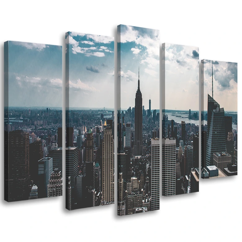Leinwandbild 5 teilig, New York Stadt Panorama 