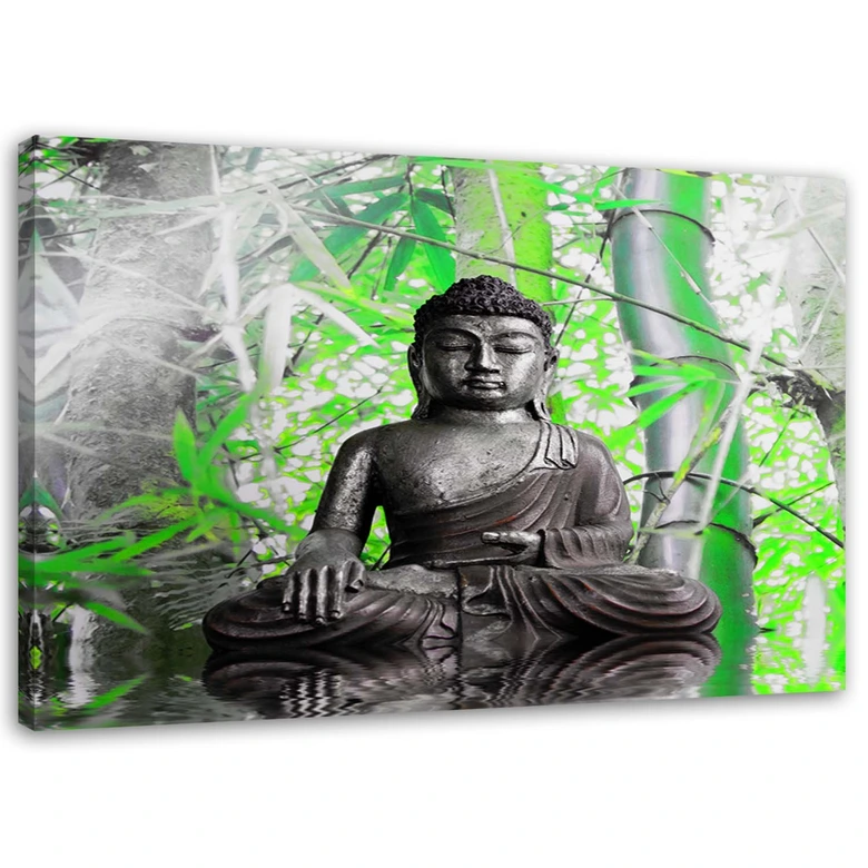 Canvasbillede, Buddha og blade 