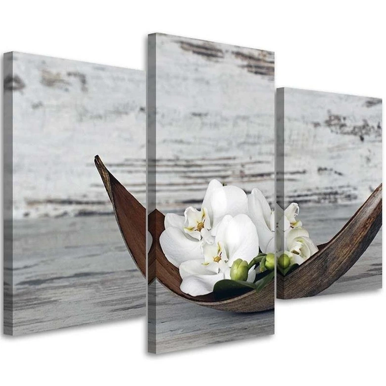 3 stykke lærred print, orkidé blomster træ 