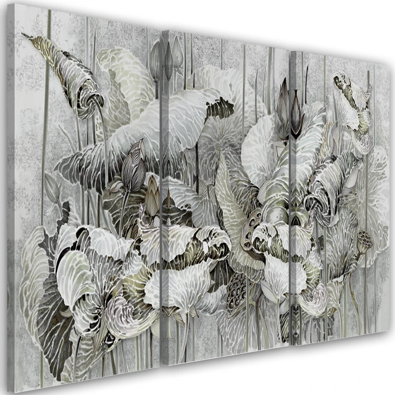 Leinwandbild 3 teilig, Saint Lotos Blumen 
