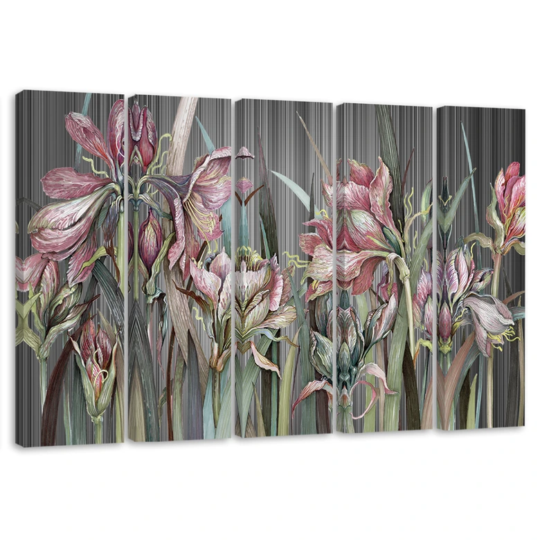 Leinwandbild 5 teilig, Iris Blumen 