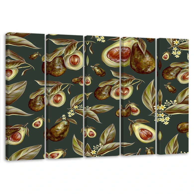 Leinwandbild 5 teilig, Avocado -Hälften 