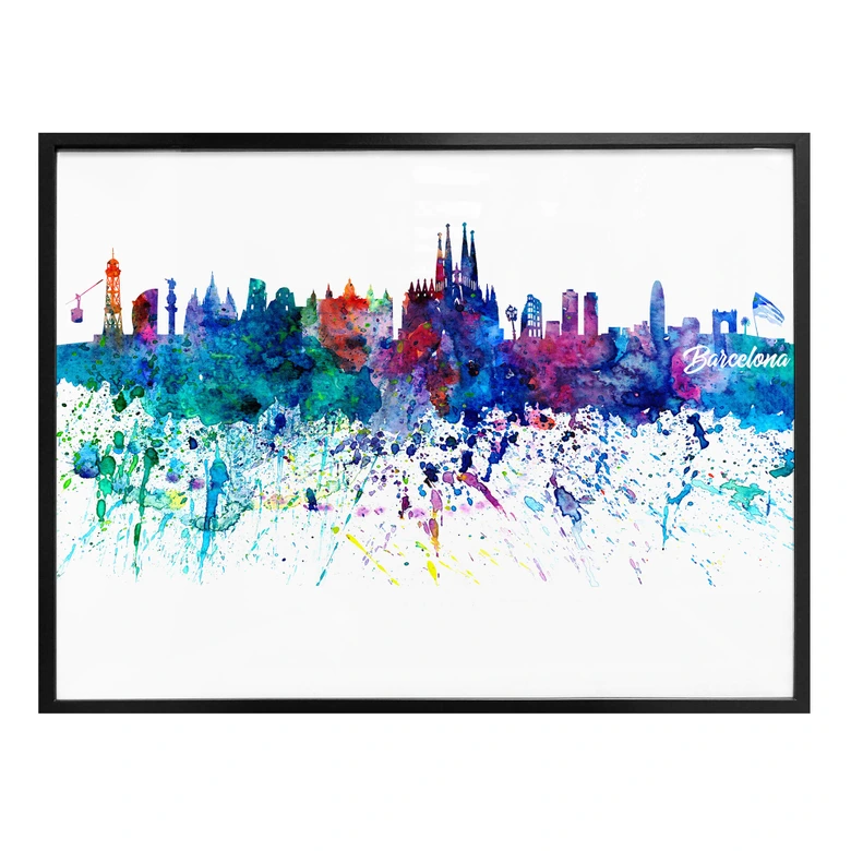 Poster Bleichner - Barcelona Aquarell Skyline 