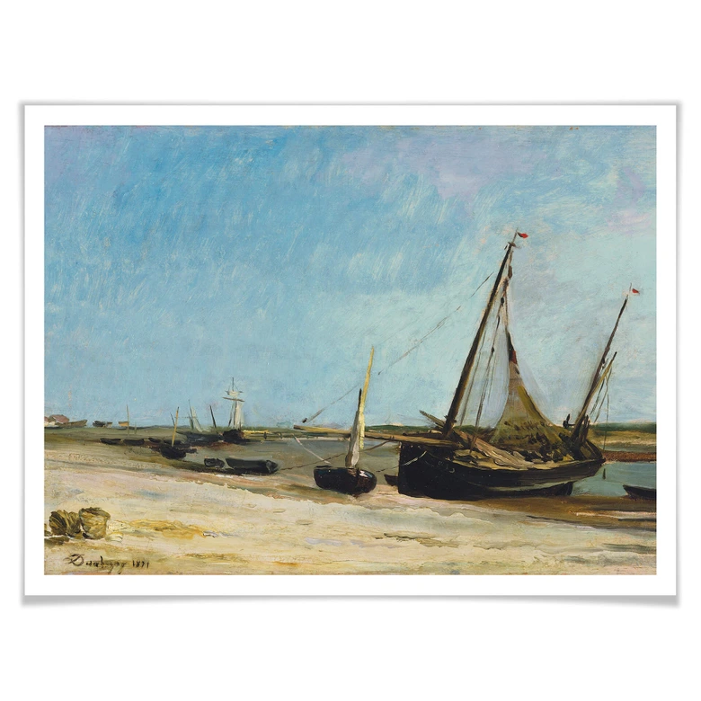 Poster Daubigny - Boote am Strand von Ètaples 