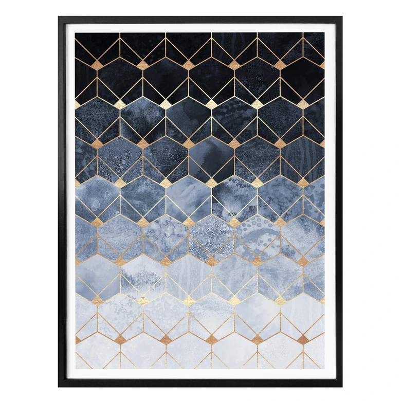Poster Fredriksson - Hexagone: Blau und Gold 