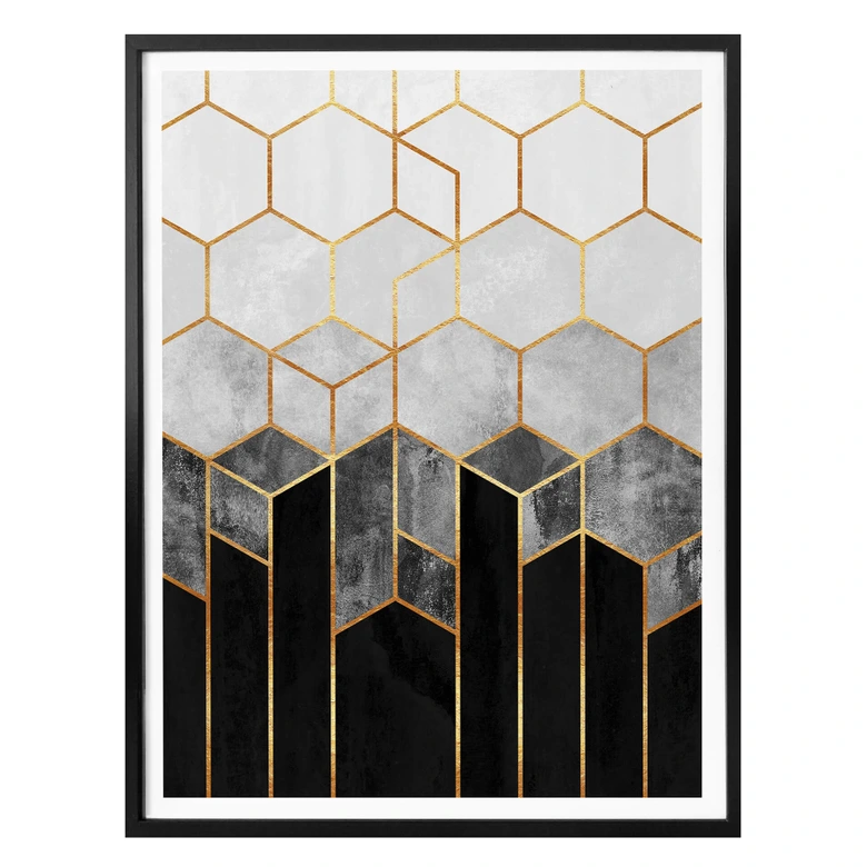 Affiche Fredriksson - Hexagone - Noir et gris 