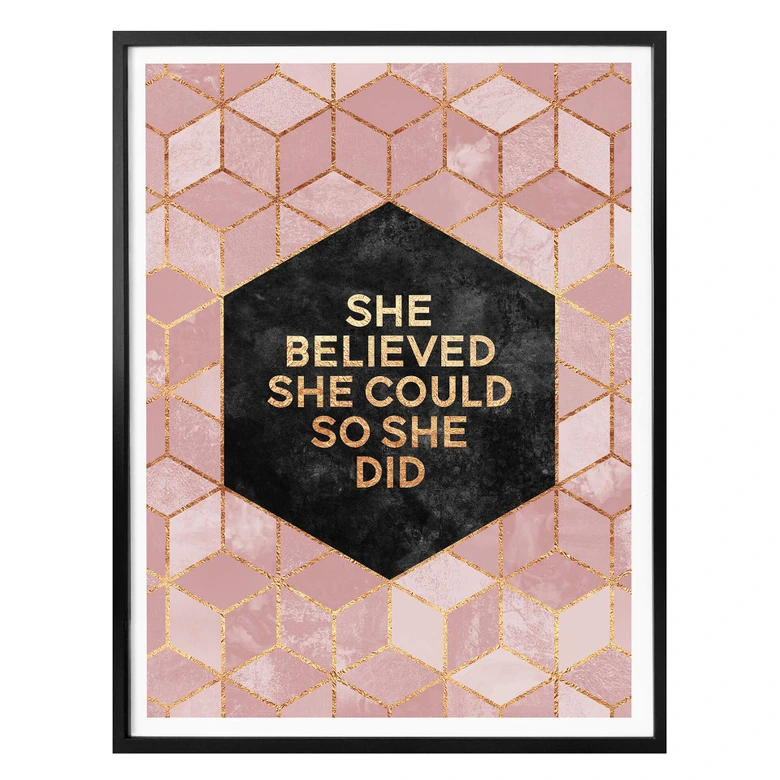 Poster Fredriksson - She Believed - rosa 