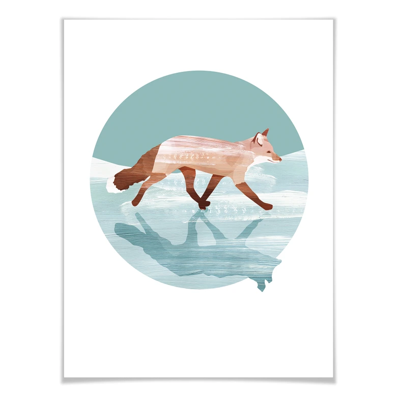 Poster Goed Blauw - Fuchs im Schnee 