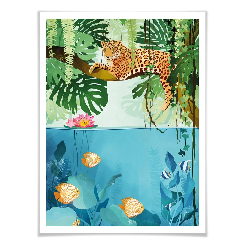 Poster Goed Blauw - Tiger im Dschungel 