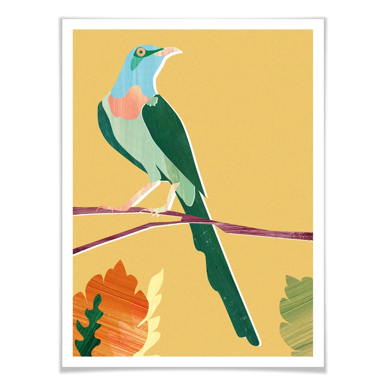 Poster Goed Blauw - Tropischer Vogel 