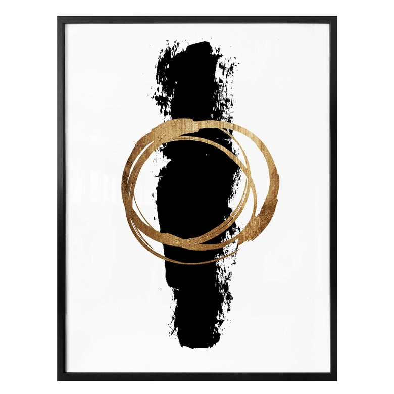 Poster Kubistika - Noir et doré 