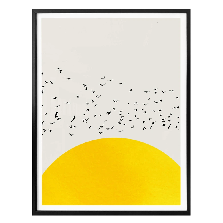 Poster Kubistika - Tusentals fåglar 