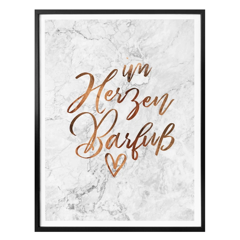 Poster Kupferoptik - Im Herzen Barfuß 