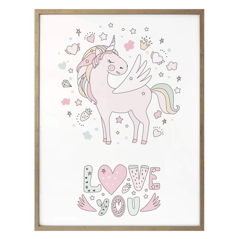 Poster Kvilis - Love you - Einhorn im Liebesglück 