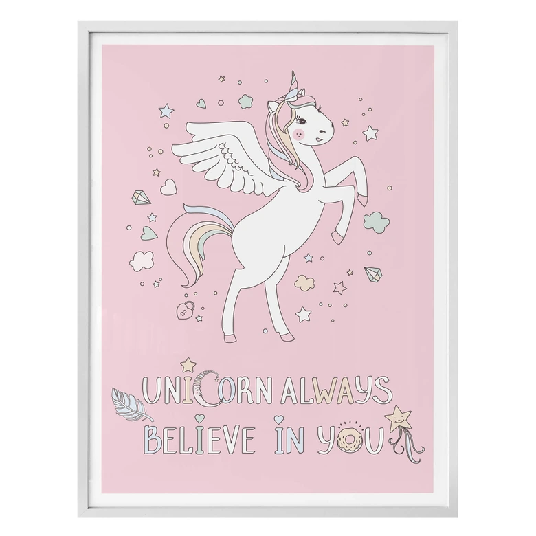 Poster Kvilis - Unicorn always believe in you - Einhorn mit Flügeln 
