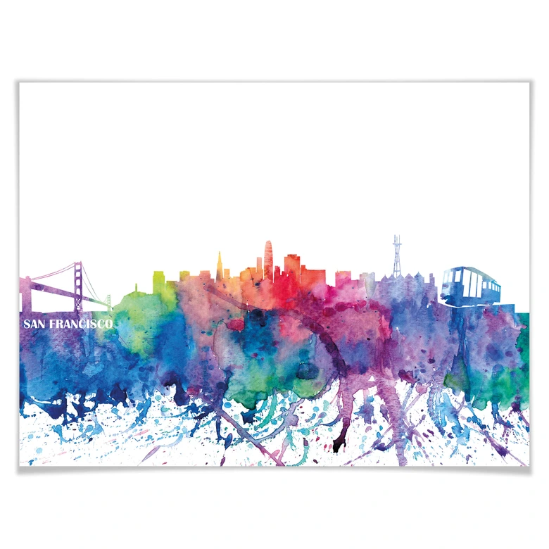 Poster Bleichner - San Francisco Aquarell Skyline 