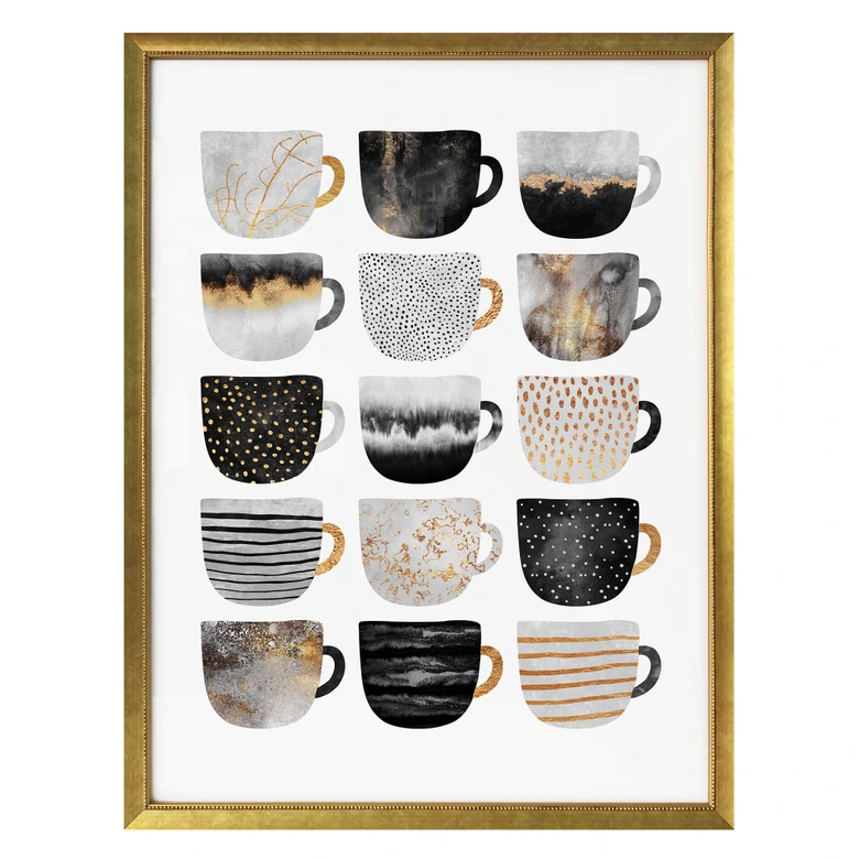 Poster Fredriksson - Kaffeetassen: Pretty Black & Gold 