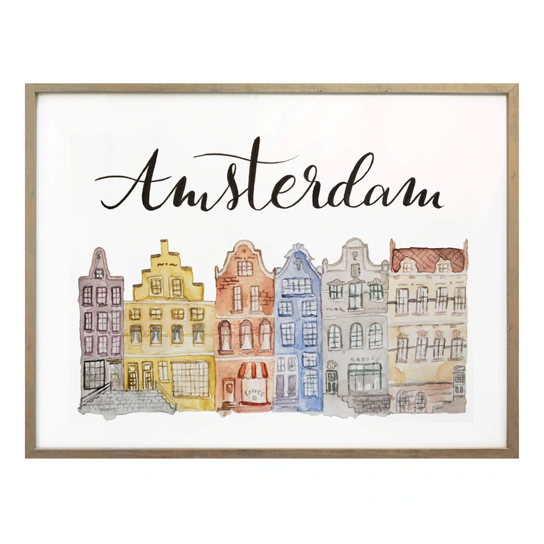 Poster Skyline van Amsterdam - Aquarel 