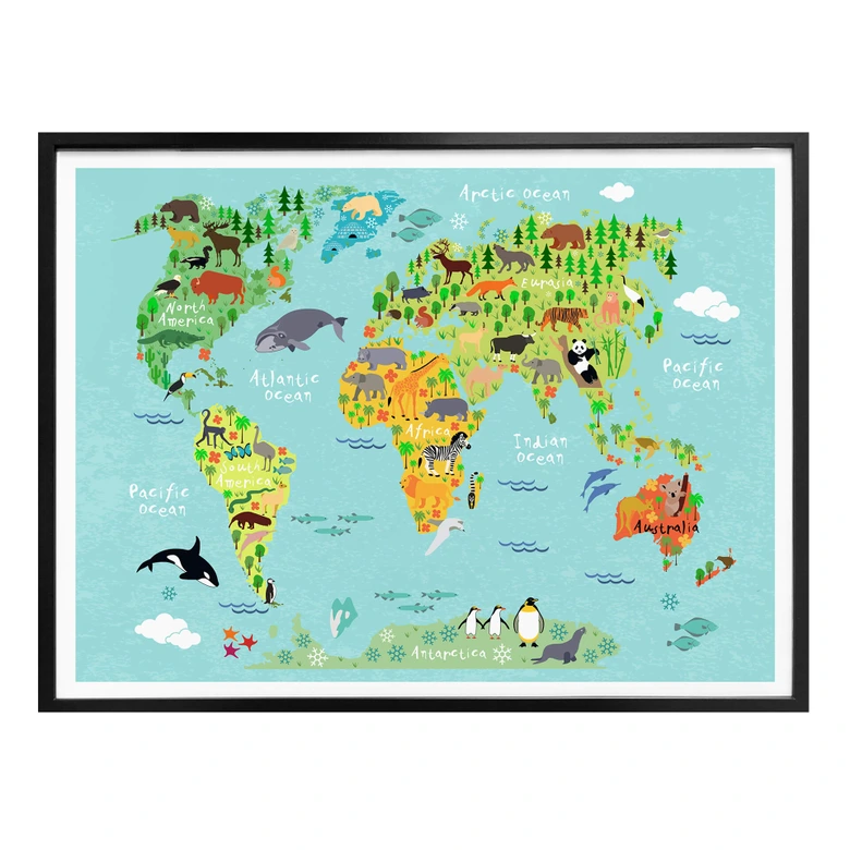 Poster Animal World Map 
