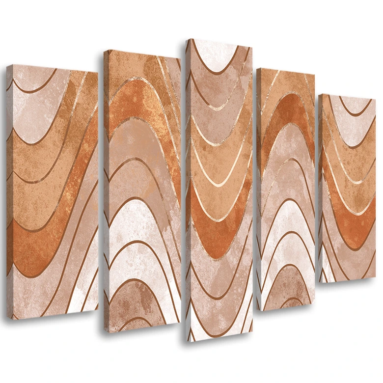 Leinwandbild 5 teilig, Horizontale wellige Linien 