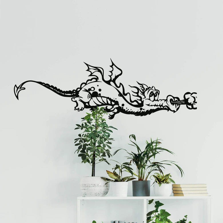 Adesivo murale - Willi il drago a tinta unita 