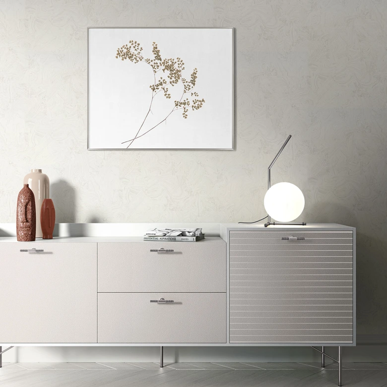 PVC-vrij grafisch vliesbehang met marmer look en metallic effect in wit 