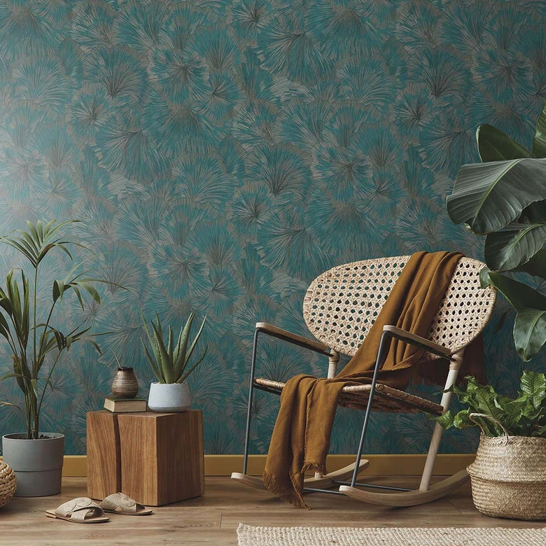 Leaf wallpaper, patterned wallpaper Fashion for Walls 4 by Guido Maria Kretschmer green 